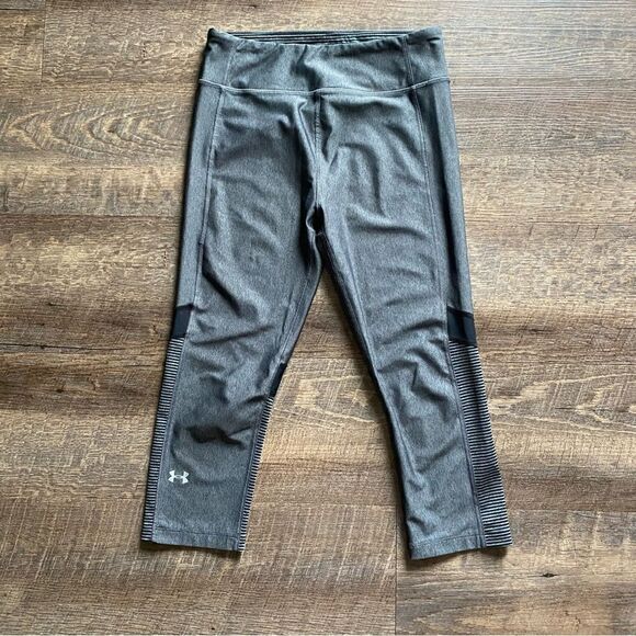 Under Armour Capri Legging Workout Gym Gray Black Small Compression - Picture 2 of 13